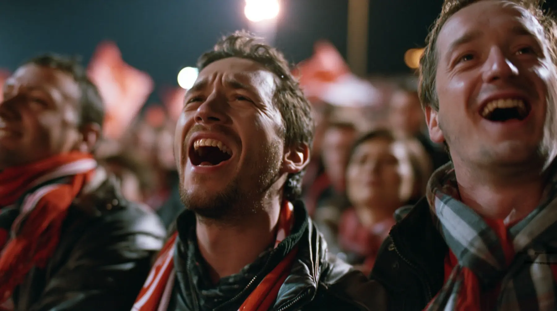 Fans roaring together at a match